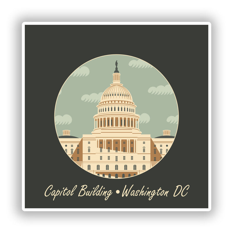 2 x Capital Building Washington DC Vinyl Stickers Travel Luggage