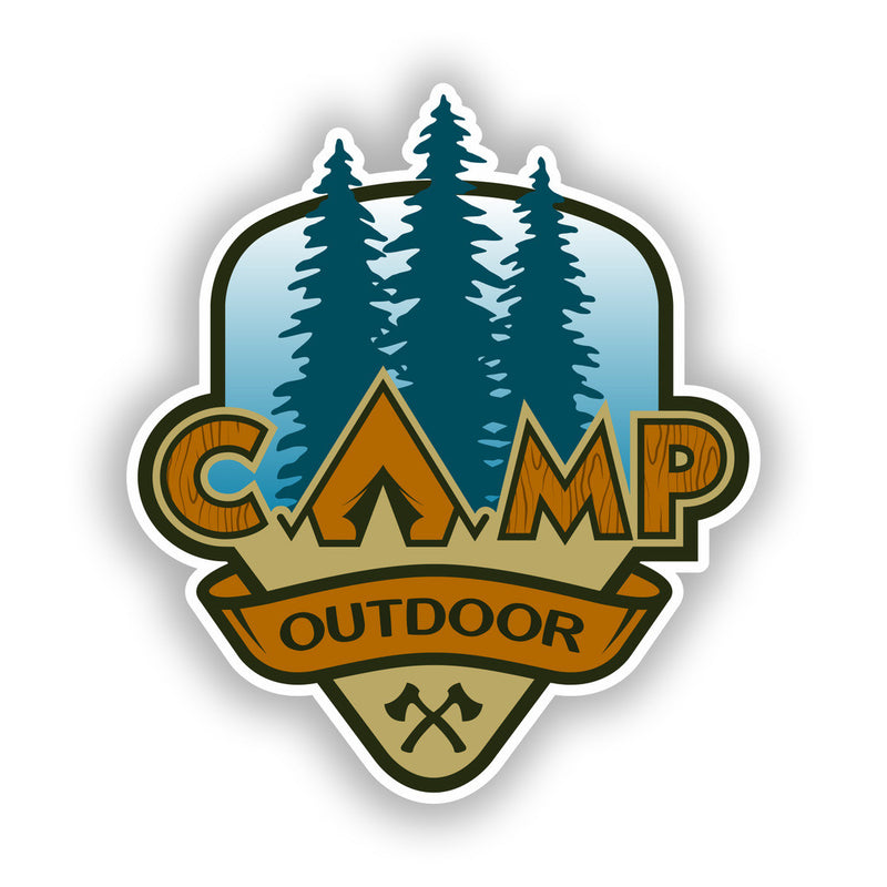 2 x Camp Outdoor Vinyl Stickers Travel Luggage