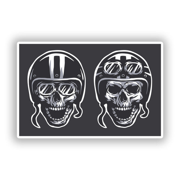 2 x Skulls Vinyl Stickers Travel Luggage Motobikers #10254