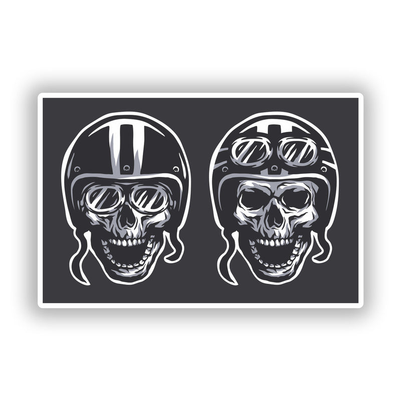 2 x Skulls Vinyl Stickers Travel Luggage Motobikers
