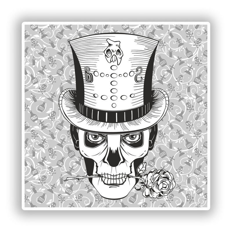 2 x Day of the Dead Skull Vinyl Stickers Travel Luggage