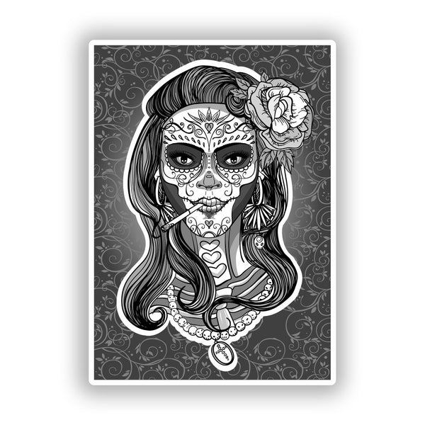 2 x Day of the Dead Skull Vinyl Stickers Travel Luggage #10261