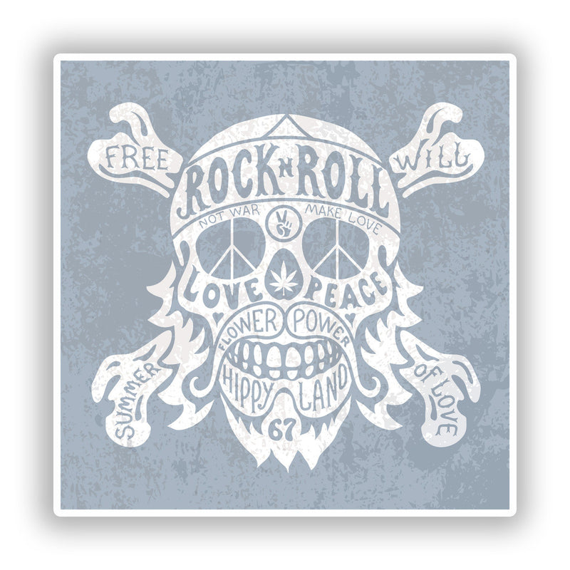 2 x Rock and Roll Skull Vinyl Stickers Travel Luggage