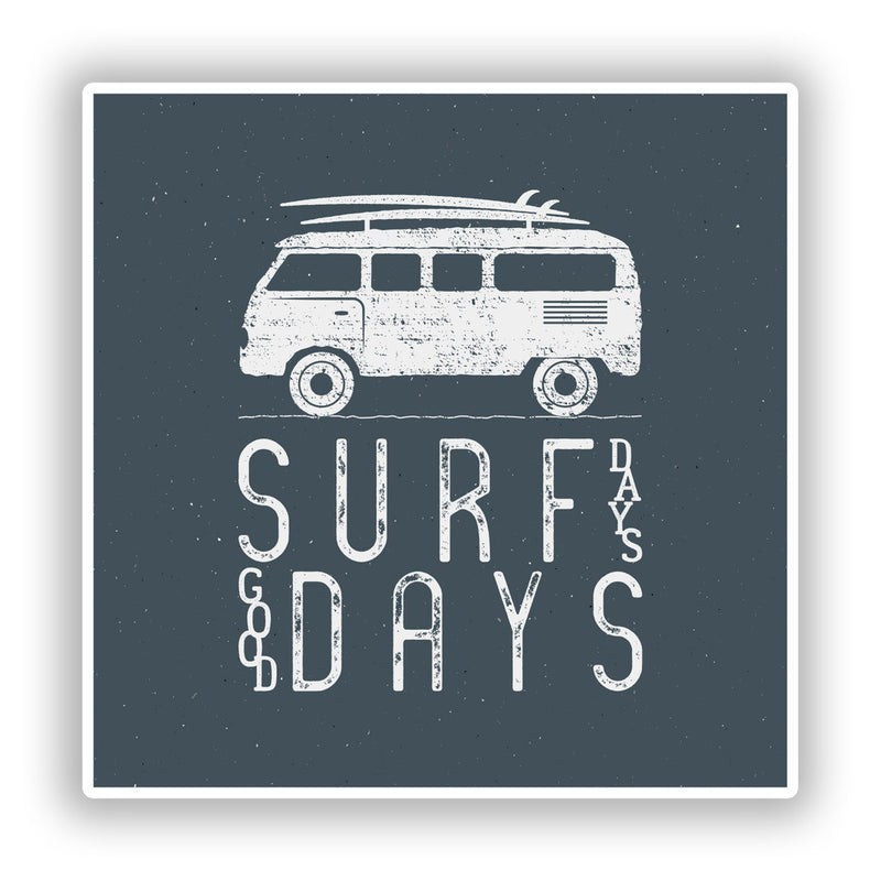2 x Surfing Camper Van Vinyl Stickers Travel Luggage