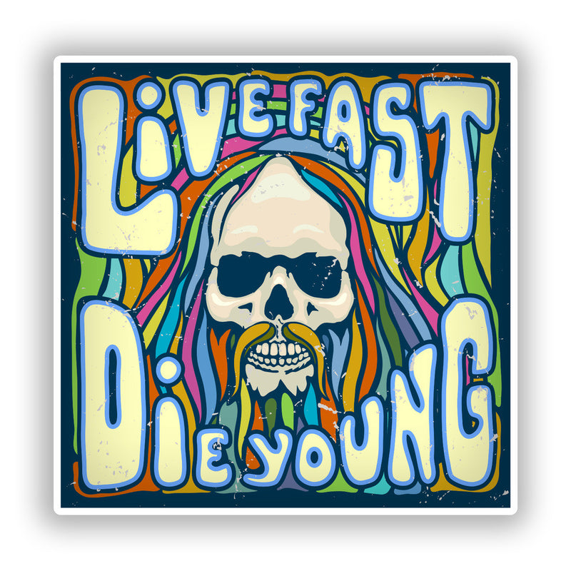 2 x Live Fast Die Young Vinyl Stickers Travel Luggage