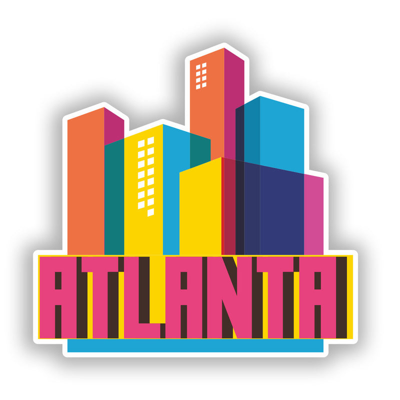 2 x Atlanta Skyline Vinyl Stickers Travel Luggage