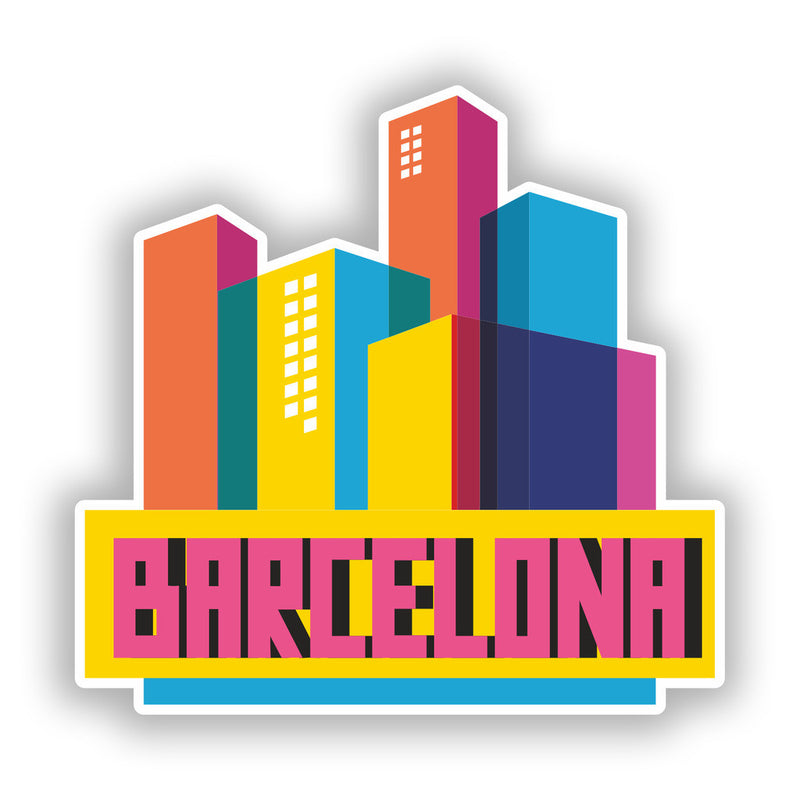 2 x Barcelona Skyline Vinyl Stickers Travel Luggage