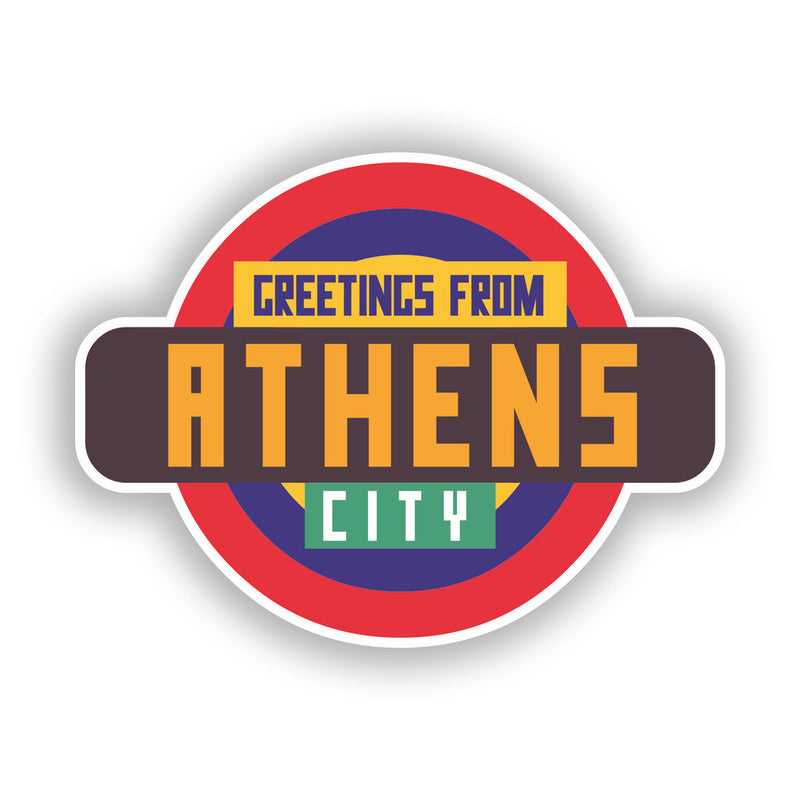 2 x Greetings from Athens Vinyl Stickers Travel Luggage