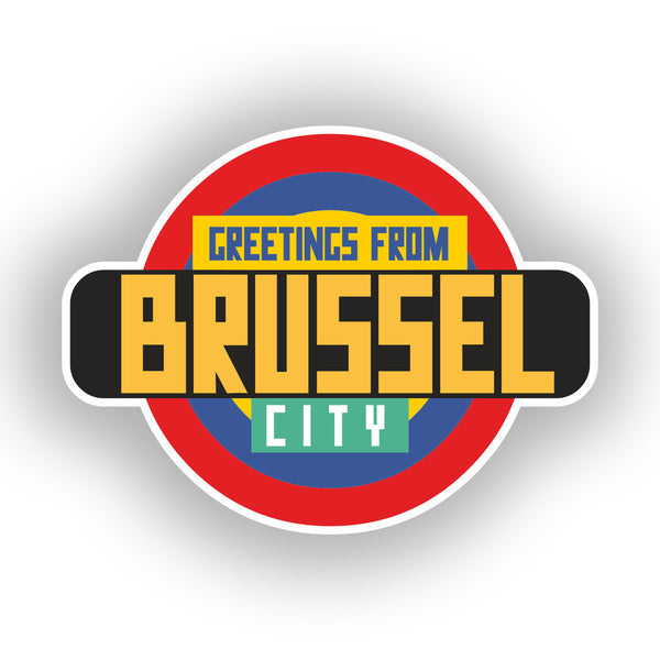 2 x Greetings from Brussel Vinyl Stickers Travel Luggage #10347