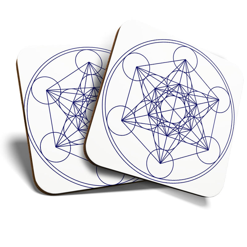 Great Coasters (Set of 2) Square / Glossy Quality Coasters / Tabletop Protection for Any Table Type - Awesome Geometric Design