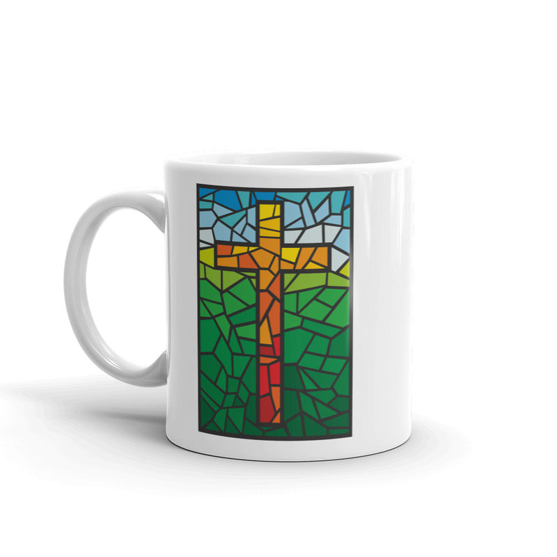 Stained Glass Style Cross High Quality 10oz Coffee Tea Mug