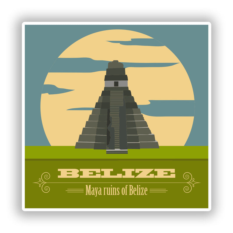 2 x Maya Ruins of Belize Vinyl Stickers Travel Luggage