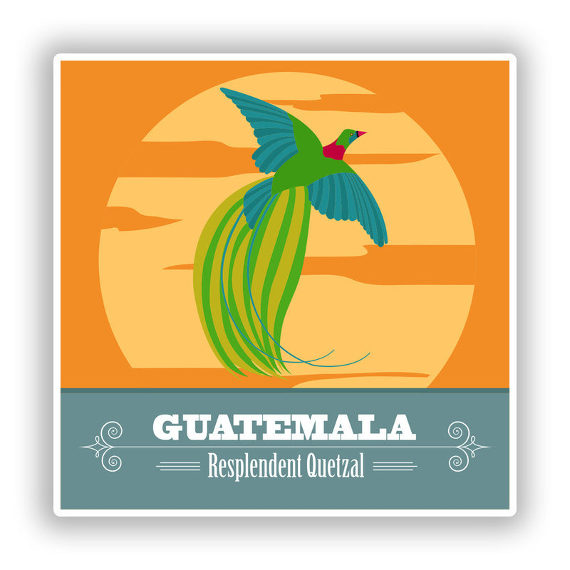 2 x Guatemala Resplendent Quetzal Vinyl Stickers Travel Luggage