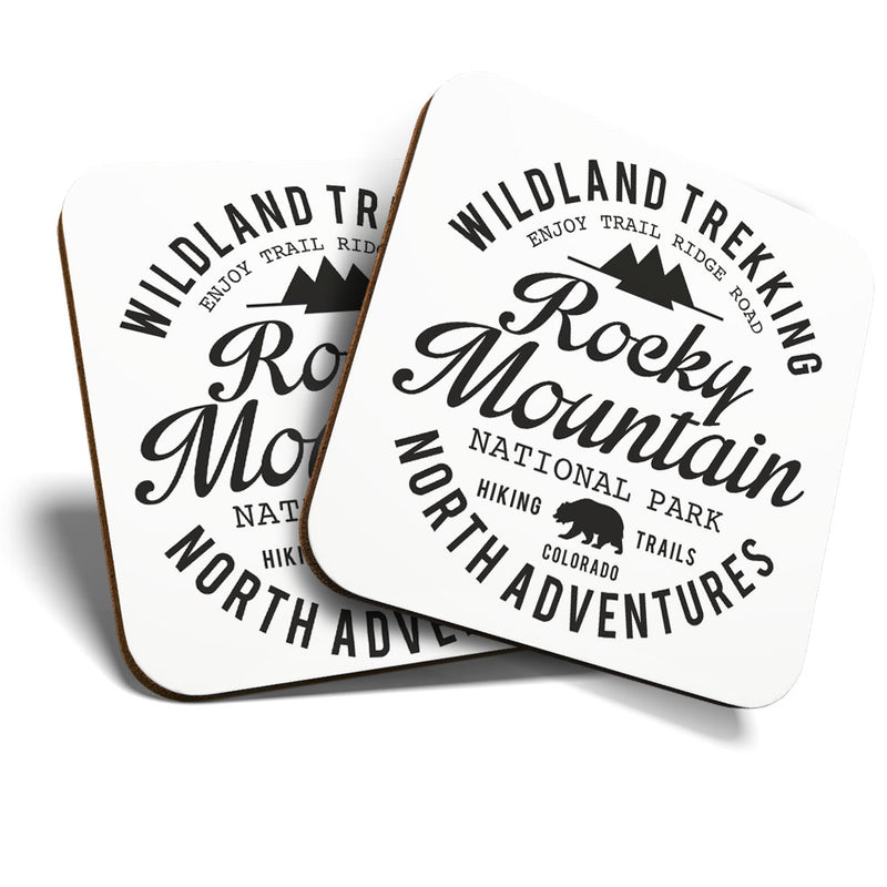 Great Coasters (Set of 2) Square / Glossy Quality Coasters / Tabletop Protection for Any Table Type - Rocky Mountains Colorado USA