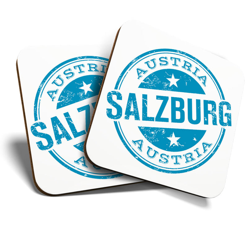 Great Coasters (Set of 2) Square / Glossy Quality Coasters / Tabletop Protection for Any Table Type - Beautiful Salzburg Austria