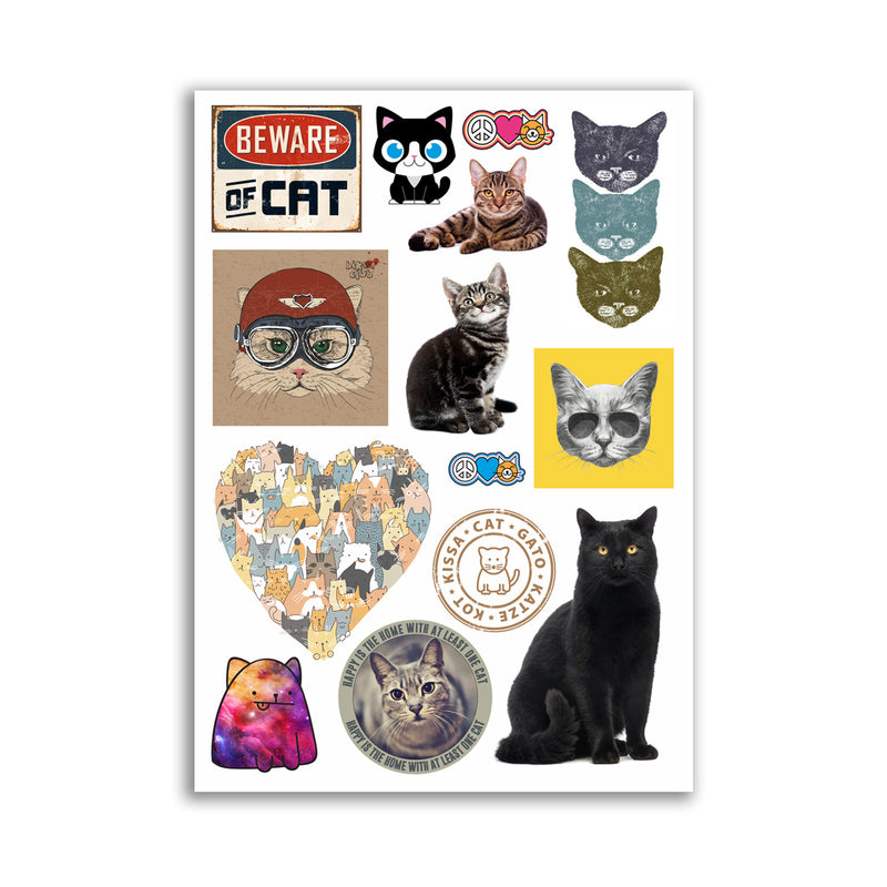 A4 Sheet - Cats Vinyl Stickers - Cat Cute Kittens