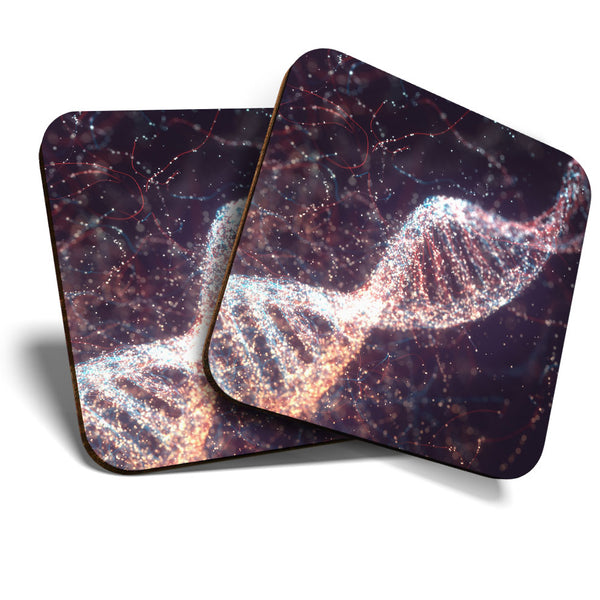 Great Coasters (Set of 2) Square / Glossy Quality Coasters / Tabletop Protection for Any Table Type - DNA Double Helix Genetics Science  #16315