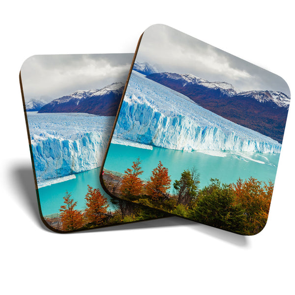 Great Coasters (Set of 2) Square / Glossy Quality Coasters / Tabletop Protection for Any Table Type - Perito Moreno Glacier Argtentina  #16392