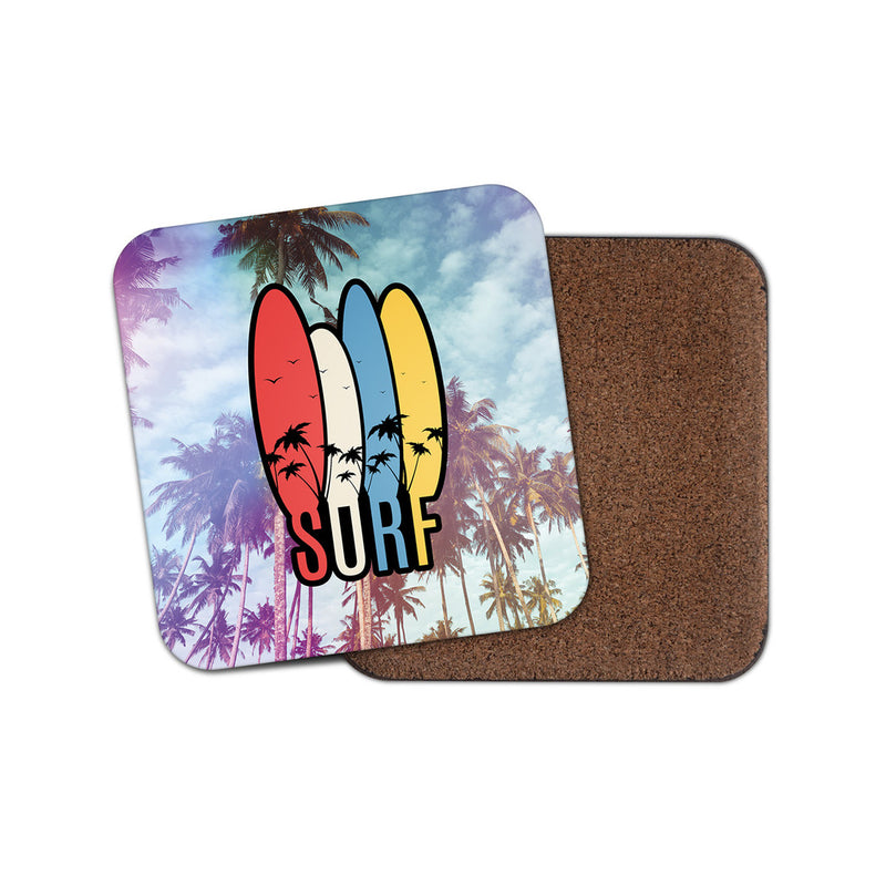 Surf Surfing Drinks Coaster Mat Square Cork Backed Tea Coffee