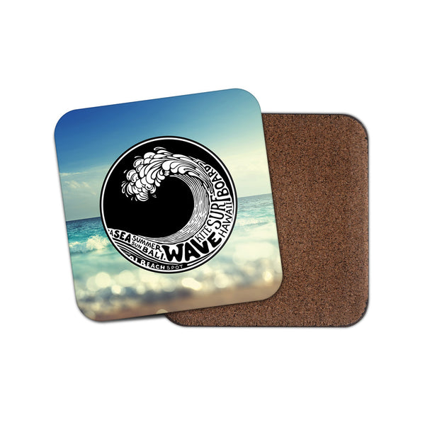 Wave Surf Surfing Drinks Coaster Mat Square Cork Backed Tea Coffee #2034