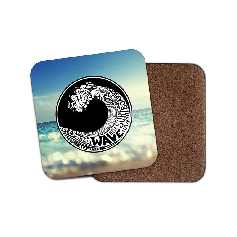 Wave Surf Surfing Drinks Coaster Mat Square Cork Backed Tea Coffee
