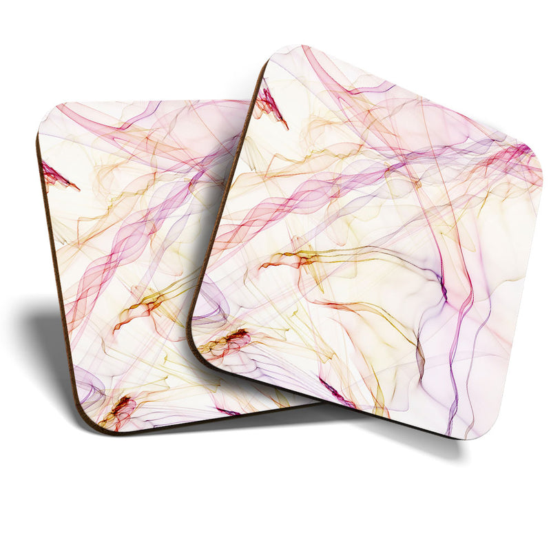 Great Coasters (Set of 2) Square / Glossy Quality Coasters / Tabletop Protection for Any Table Type - Abstract Colour Streams Fun
