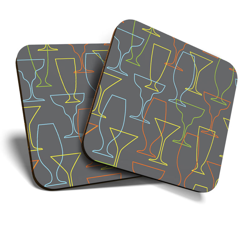 Great Coasters (Set of 2) Square / Glossy Quality Coasters / Tabletop Protection for Any Table Type - Drinks Glasses Wine Beer Cocktail
