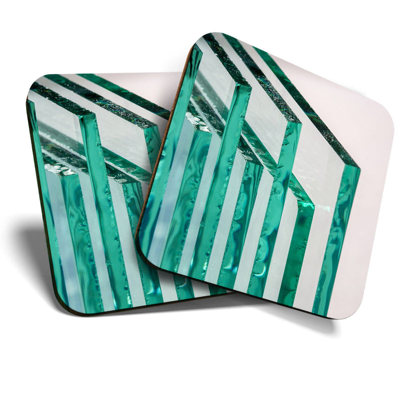 Great Coasters (Set of 2) Square / Glossy Quality Coasters / Tabletop Protection for Any Table Type - Cool Cut Glass Sheets Art