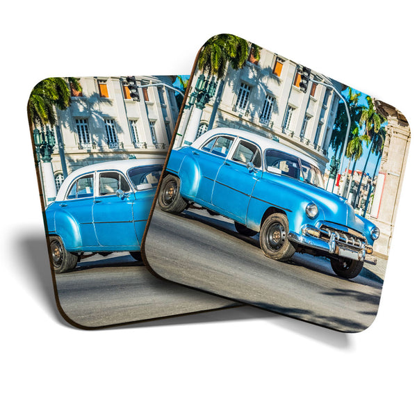 Great Coasters (Set of 2) Square / Glossy Quality Coasters / Tabletop Protection for Any Table Type - Cool Havana Cuba Retro Car  #3341