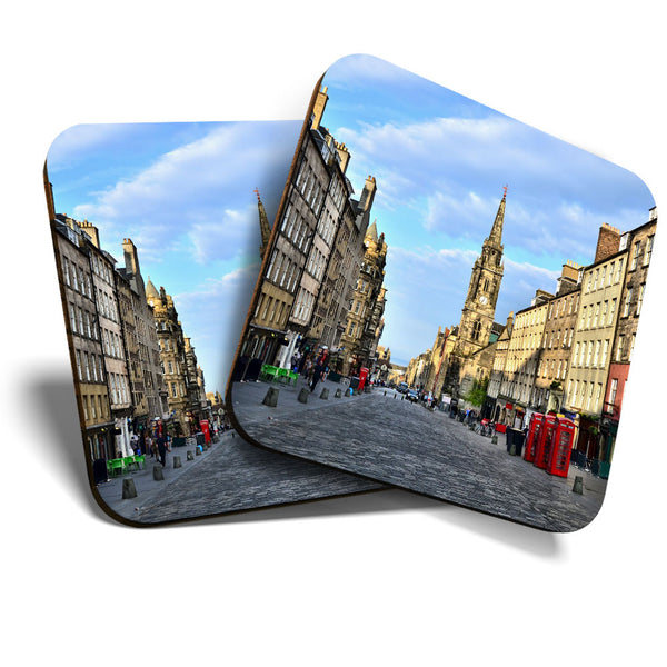 Great Coasters (Set of 2) Square / Glossy Quality Coasters / Tabletop Protection for Any Table Type - Tourism Royal Mile Edinburgh  #3350
