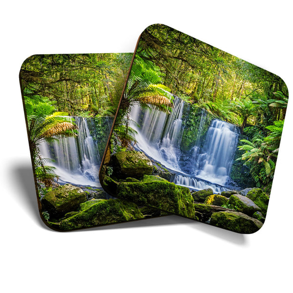 Great Coasters (Set of 2) Square / Glossy Quality Coasters / Tabletop Protection for Any Table Type - Horseshoe Falls Tasmania  #3360