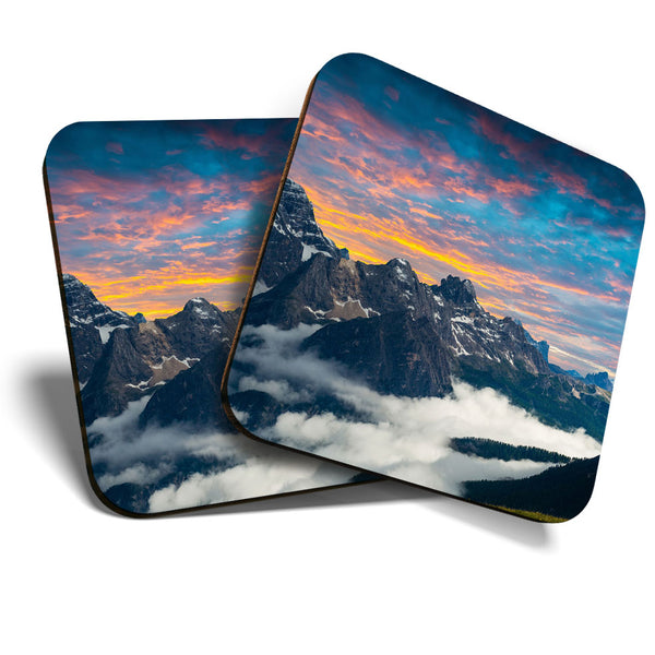 Great Coasters (Set of 2) Square / Glossy Quality Coasters / Tabletop Protection for Any Table Type - Dolomite Mountains Italy  #3391