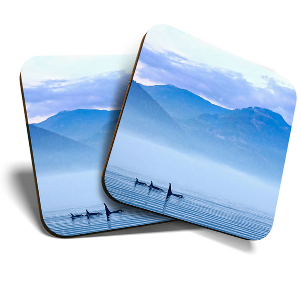 Great Coasters (Set of 2) Square / Glossy Quality Coasters / Tabletop Protection for Any Table Type - Misty Lake Vancouver Island  #3399