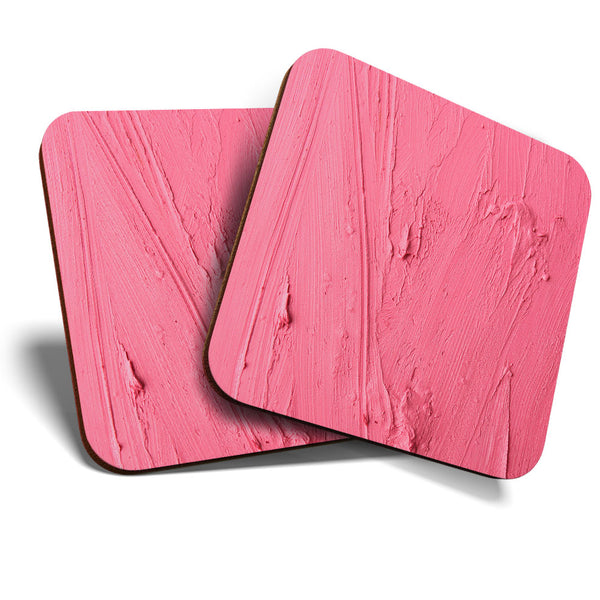 Great Coasters (Set of 2) Square / Glossy Quality Coasters / Tabletop Protection for Any Table Type - Pink Lipstick Effect Girls  #3418