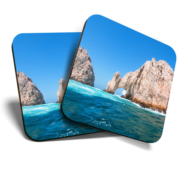 Great Coasters (Set of 2) Square / Glossy Quality Coasters / Tabletop Protection for Any Table Type - The Arch of Cabo San Lucas  #3429