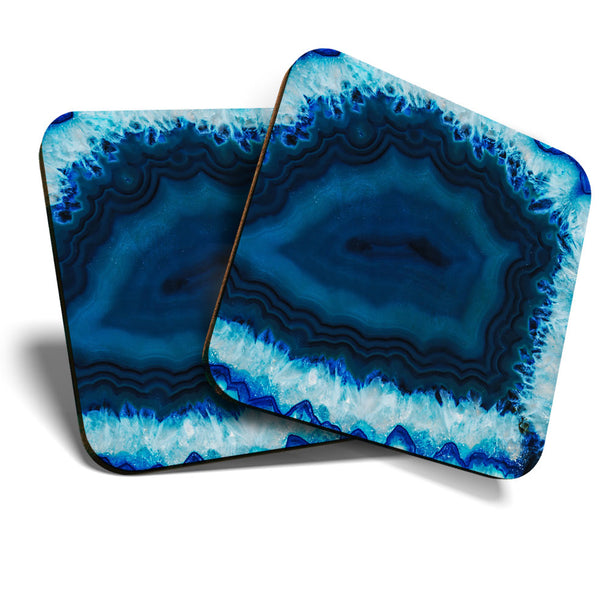 Great Coasters (Set of 2) Square / Glossy Quality Coasters / Tabletop Protection for Any Table Type - Macro Agate Geode Science  #3437