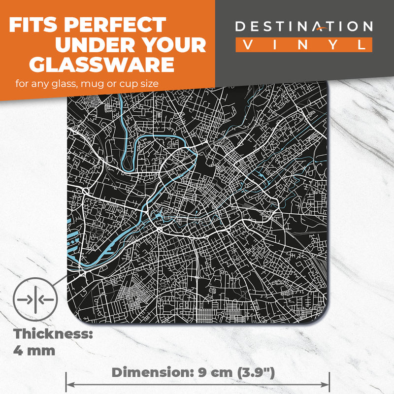 Great Coasters (Set of 2) Square / Glossy Quality Coasters / Tabletop Protection for Any Table Type - Manchester Urban Street Map