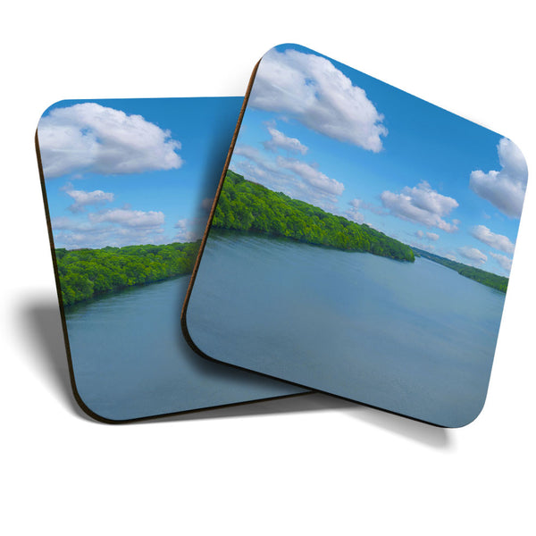 Great Coasters (Set of 2) Square / Glossy Quality Coasters / Tabletop Protection for Any Table Type - Mississippi River Landscape  #3474
