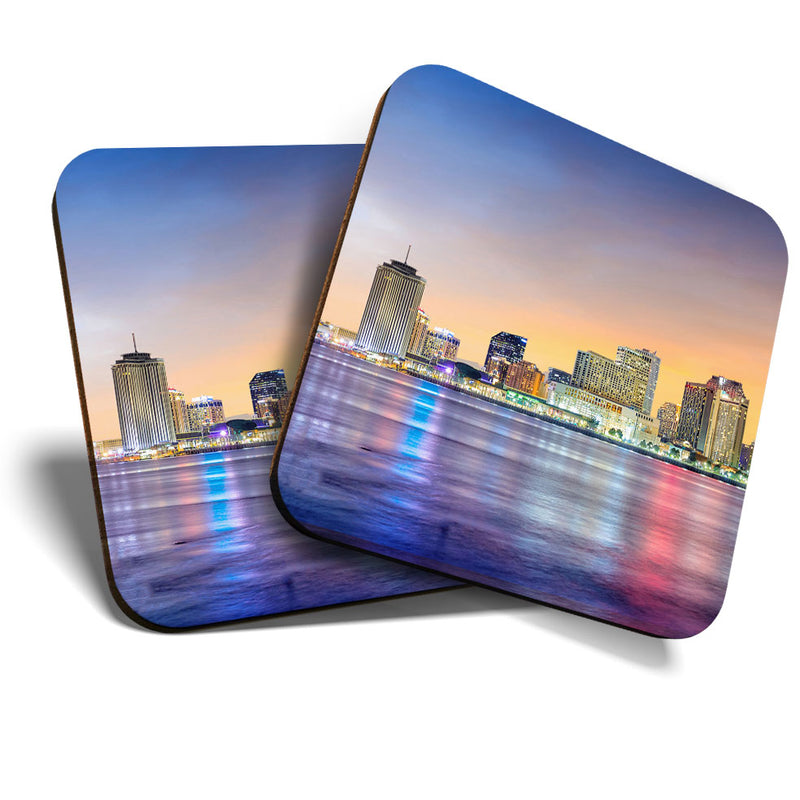 Great Coasters (Set of 2) Square / Glossy Quality Coasters / Tabletop Protection for Any Table Type - New Orleans Mississippi USA
