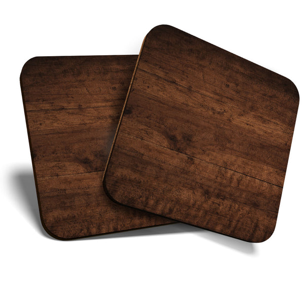 Great Coasters (Set of 2) Square / Glossy Quality Coasters / Tabletop Protection for Any Table Type - Old Grunge Dark Wood Effect  #3526