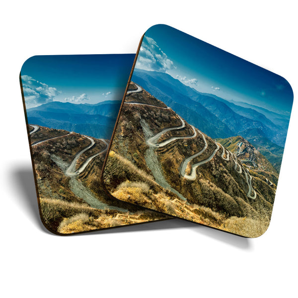 Great Coasters (Set of 2) Square / Glossy Quality Coasters / Tabletop Protection for Any Table Type - Silk Trading Route China India  #3527