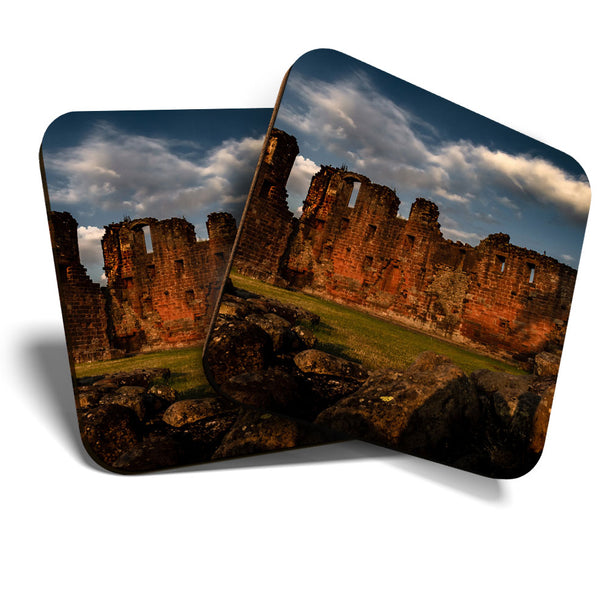 Great Coasters (Set of 2) Square / Glossy Quality Coasters / Tabletop Protection for Any Table Type - Penrith Castle Cumbria England  #3563