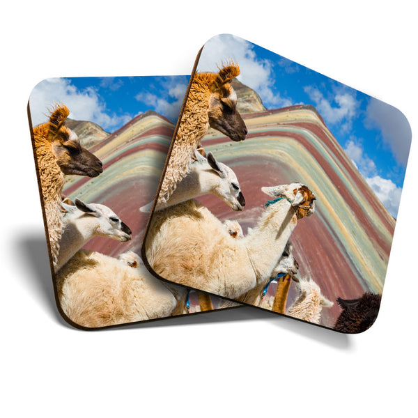 Great Coasters (Set of 2) Square / Glossy Quality Coasters / Tabletop Protection for Any Table Type - Rainbow Mountains of Zhangye  #3603