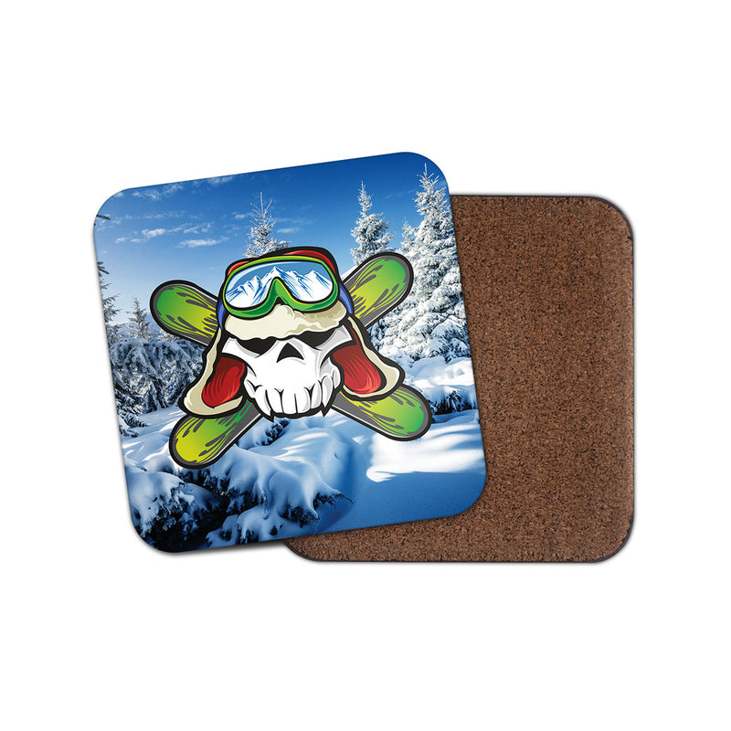 Ski Snowboard Goggles Drinks Coaster Mat Square Cork Backed Tea Coffee