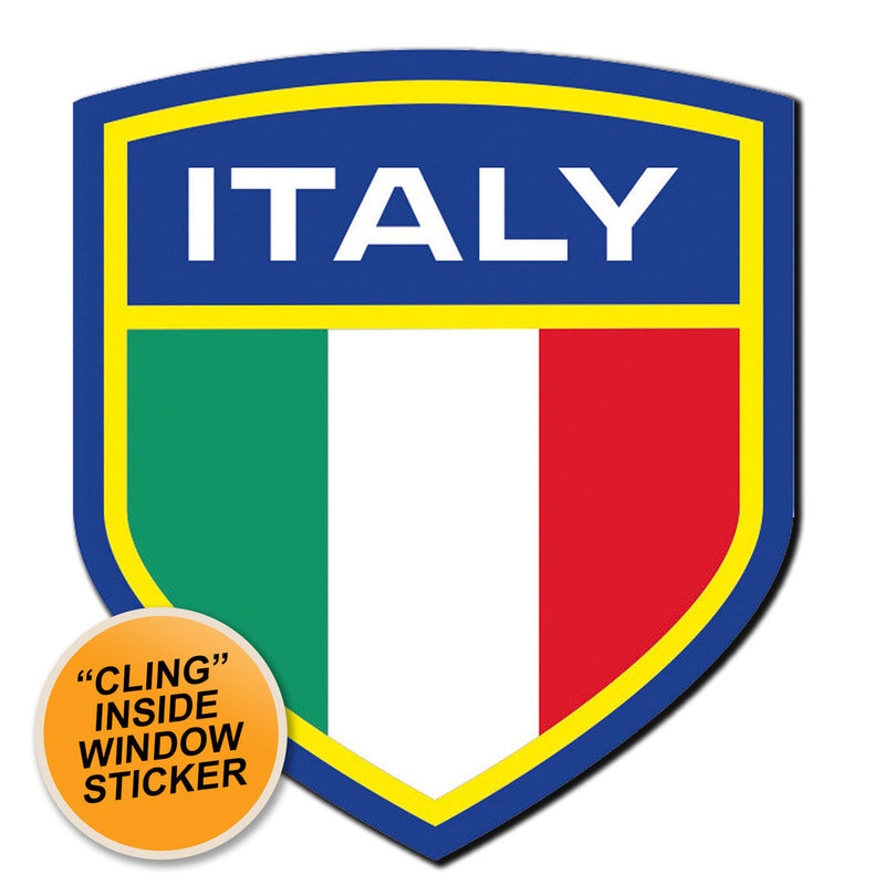 2 x Italy Flag Crest Italian WINDOW CLING STICKER Car Van Campervan Glass