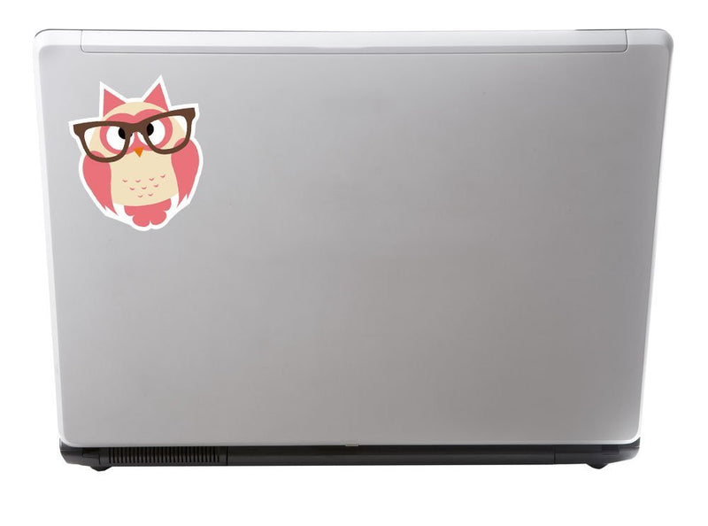 2 x Geek Owl Glasses Pink Vinyl Sticker