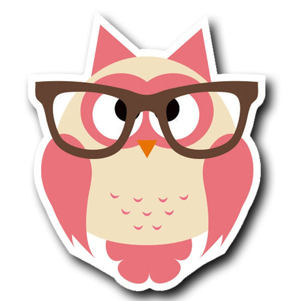 2 x Geek Owl Glasses Pink Vinyl Sticker #4024