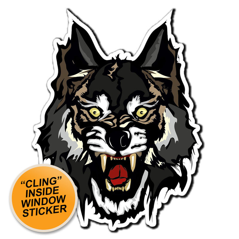 2 x Angry Wolf Zombie Evil Cool Car WINDOW CLING STICKER Car Van Campervan Glass