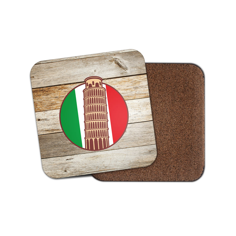 Italy Italian Pisa Cork Backed Drinks Coaster for Tea & Coffee