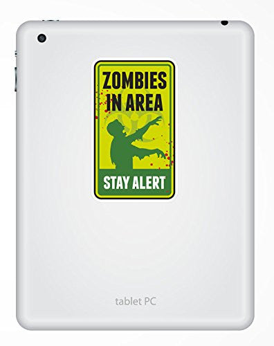 2 x Zombie Warning Sign Vinyl Sticker